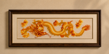 Golden Dragon Handmade Stitched Art Unframed 33 1/2(W)x16 1/2 (H)