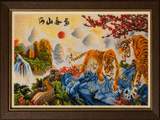 Tiger Mountain Serenity – Handmade Stitched Art (UNFRAMED)