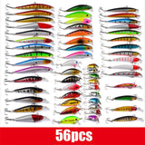 56pcs/lot Mixed Fishing Lure Kit