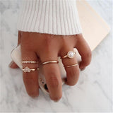 Vintage Bohemian Opal Knuckle Joint Rings Set