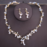 Luxury Crystal Beads Pearl Butterfly Costume Wedding Jewelry Set