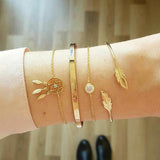4 PCS/Set Gold Cross Charm Bracelets