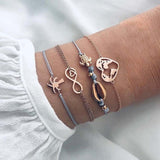4 PCS/Set Gold Cross Charm Bracelets