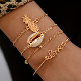4 PCS/Set Gold Cross Charm Bracelets