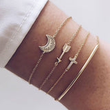 4 PCS/Set Gold Cross Charm Bracelets