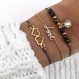 4 PCS/Set Gold Cross Charm Bracelets