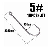 10pcs 50286 Sea Hook Pint Hook with Eyes