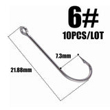 10pcs 50286 Sea Hook Pint Hook with Eyes