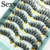 10 Pairs Handmade 3D Soft Faux Mink Hair False Eyelashes Crisscross Fluffy Lashes