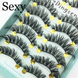 10 Pairs Handmade 3D Soft Faux Mink Hair False Eyelashes Crisscross Fluffy Lashes