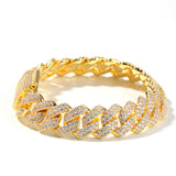 13mm Copper 2Row form Curb Cuban Iced Out CZ  Bracelet For Men