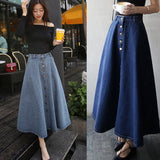 Denim High Waist Women Long Jean Skirts