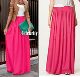 2020 Elegant Solid Long Skirt Women Summer