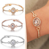 Rhinestone Zircon Bangle Bracelet Rhinestone Charm Bracelet For Women Girls New Year Gift