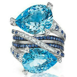 Crystal Floral Engagement Cocktail Ring