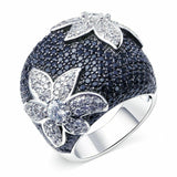 Crystal Floral Engagement Cocktail Ring