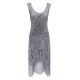 1920s Plus Size Gatsby Sequin Fringed Dress Paisley Art Deco Flapper Sleeve Dress with 20s Accessories Set xs,s,l,m,xl,xxl