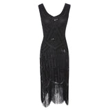 1920s Plus Size Gatsby Sequin Fringed Dress Paisley Art Deco Flapper Sleeve Dress with 20s Accessories Set xs,s,l,m,xl,xxl