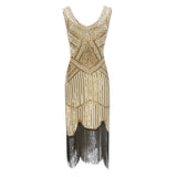1920s Plus Size Gatsby Sequin Fringed Dress Paisley Art Deco Flapper Sleeve Dress with 20s Accessories Set xs,s,l,m,xl,xxl