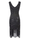 1920s Plus Size Gatsby Sequin Fringed Dress Paisley Art Deco Flapper Sleeve Dress with 20s Accessories Set xs,s,l,m,xl,xxl