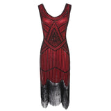 1920s Plus Size Gatsby Sequin Fringed Dress Paisley Art Deco Flapper Sleeve Dress with 20s Accessories Set xs,s,l,m,xl,xxl