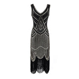 1920s Plus Size Gatsby Sequin Fringed Dress Paisley Art Deco Flapper Sleeve Dress with 20s Accessories Set xs,s,l,m,xl,xxl