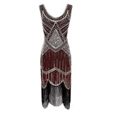 1920s Plus Size Gatsby Sequin Fringed Dress Paisley Art Deco Flapper Sleeve Dress with 20s Accessories Set xs,s,l,m,xl,xxl