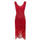 1920s Plus Size Gatsby Sequin Fringed Dress Paisley Art Deco Flapper Sleeve Dress with 20s Accessories Set xs,s,l,m,xl,xxl
