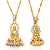 Garden Style Buddha Pendant Necklaces With Cubic Zirconia Jewelry