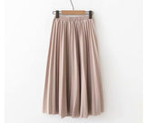 Waist Pleated Skirt Women Black Causal Midi Skirts