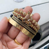 4pcs/Set Luxury Copper beads King Crown Men Bracelet