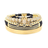 4pcs/Set Luxury Copper beads King Crown Men Bracelet