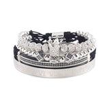 4pcs/Set Luxury Copper beads King Crown Men Bracelet