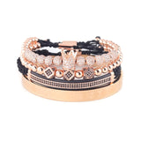 4pcs/Set Luxury Copper beads King Crown Men Bracelet