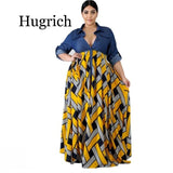 Plus Size Trendy Stripe Printed Long Dress