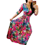 2019 Deep V-Neck Sexy Floral Dresses