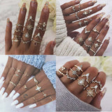 Vintage Bohemian Opal Knuckle Joint Rings Set