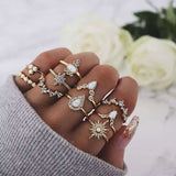 Vintage Bohemian Opal Knuckle Joint Rings Set