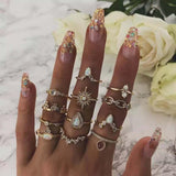Vintage Bohemian Opal Knuckle Joint Rings Set