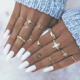 Vintage Bohemian Opal Knuckle Joint Rings Set
