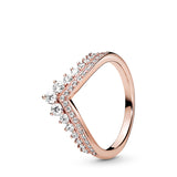 16 Styles Crown Love Heart 925 Silver Crystal Rings