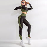 2PCS Yoga Sports Tight Zipper Seamless Yoga Wear