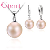 3 Color White/Black/Pink Pearl Jewelry Sets Luxury 925 Sterling Silver