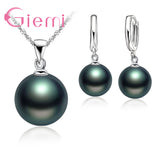 3 Color White/Black/Pink Pearl Jewelry Sets Luxury 925 Sterling Silver