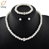 Luxury Rhinestone White Pearl Ball Set