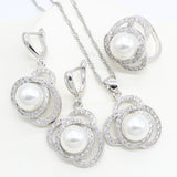 Silver 925 Wedding Jewelry Luxury Natural Freshwater Pearls Set