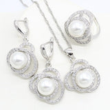 Silver 925 Wedding Jewelry Luxury Natural Freshwater Pearls Set