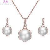 Pearl Crystal Zircon Silver Fashion Set