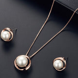 Pearl Crystal Zircon Silver Fashion Set