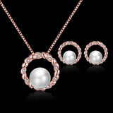 Pearl Crystal Zircon Silver Fashion Set
